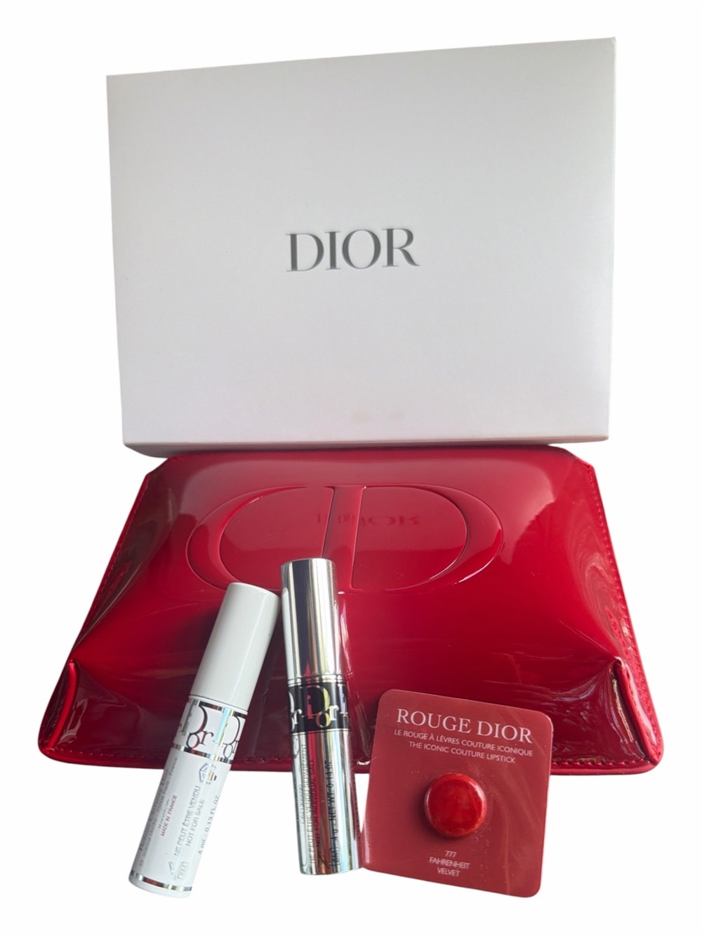 Dior Beauty Gift Set Red CD Pouch, Mascara, Lash Primer +Rouge Dior 777 NIB